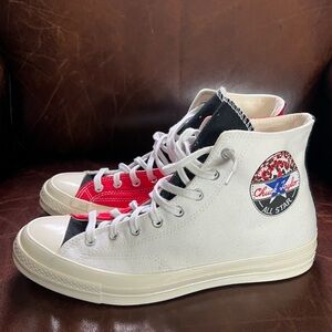 Converse Chuck Taylor 70’s (white/black/red/print patch) Size 11 US (no box)